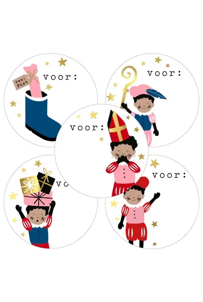 sinterklaas stickers 'pieten party mix' - 8 stuks