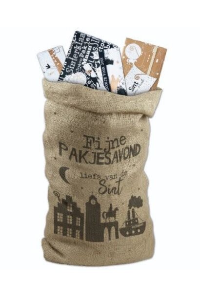 jute zak 'fijne pakjesavond' 60x100cm