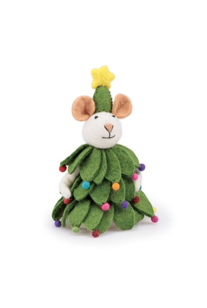 Sjaal met verhaal decoratie muis 15cm - kerstboom