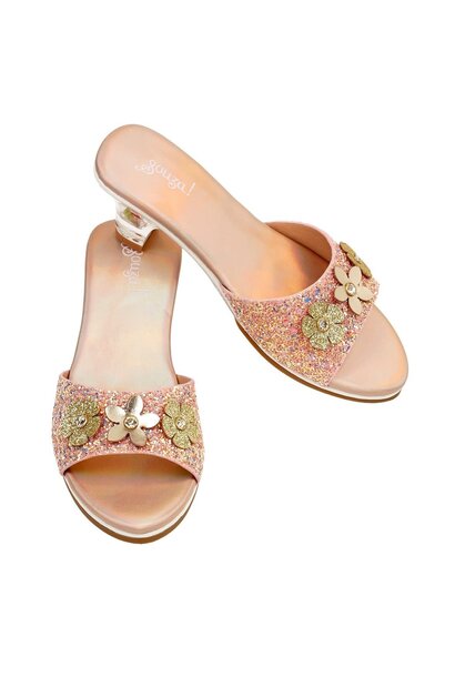 slippers met hoge hak clarisse zalm metallic