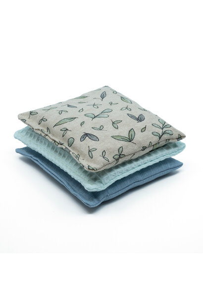 Little botanic label sensorische pittenzakjes 3 delige set - green jeans