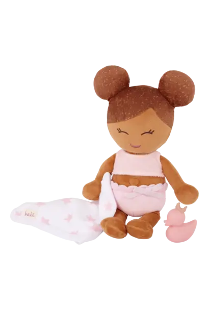 plush bad pop meisje bruin haar + accessoires