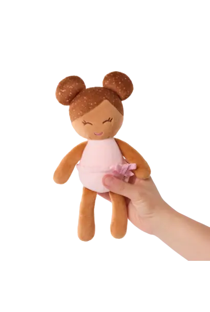plush bad popje meisje bruin haar 15cm
