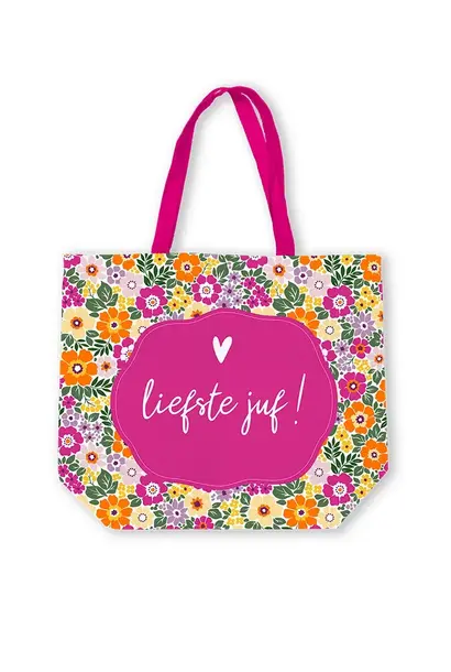 Canvas tas juf bloemen