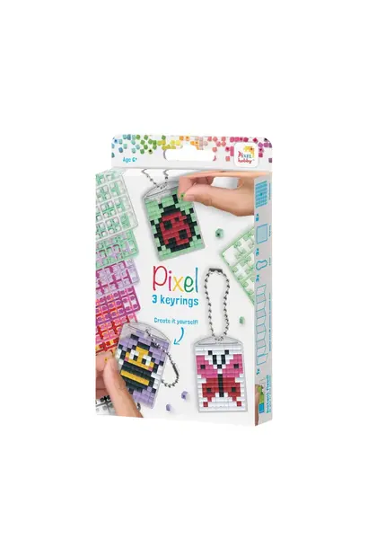 Pixelhobby set voor 3 sleutelhangers - insecten
