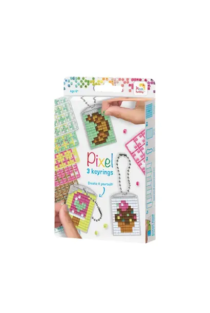 Pixelhobby set voor 3 sleutelhangers - zoetigheden