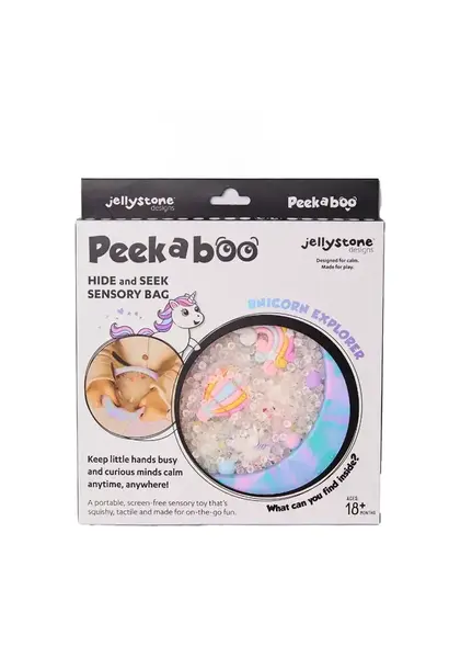 Jellystone sensorisch peekaboo zakje unicorn