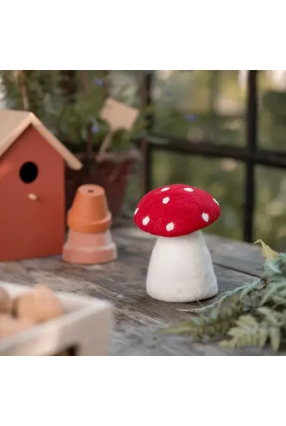 decoratie vilt paddestoel 10cm rood