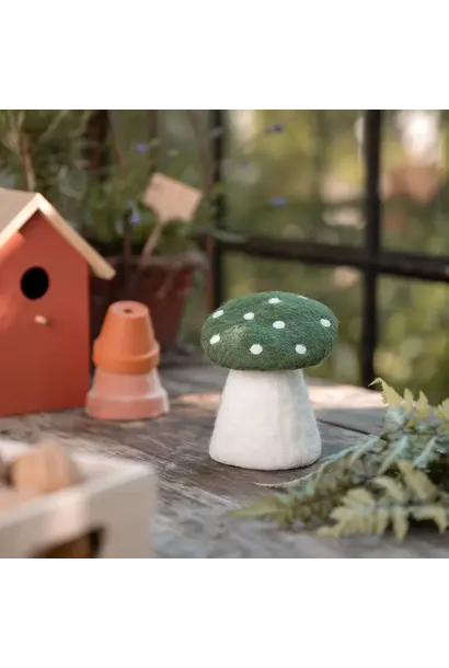 decoratie vilt paddestoel 10cm groen