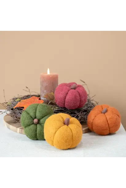 decoratie vilt pompoen large 11cm (per stuk)