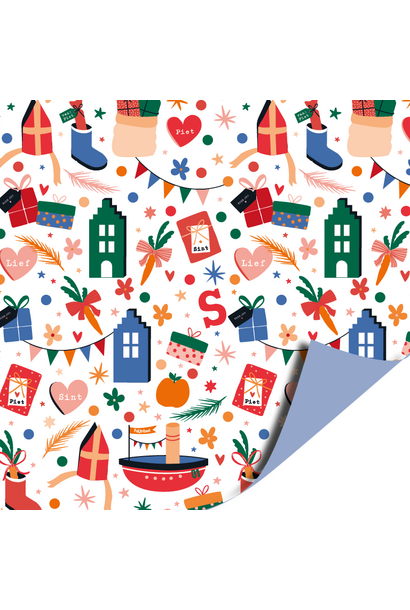 Inpakken - cadeaupapier sinterklaas 200x70cm pakjes pret