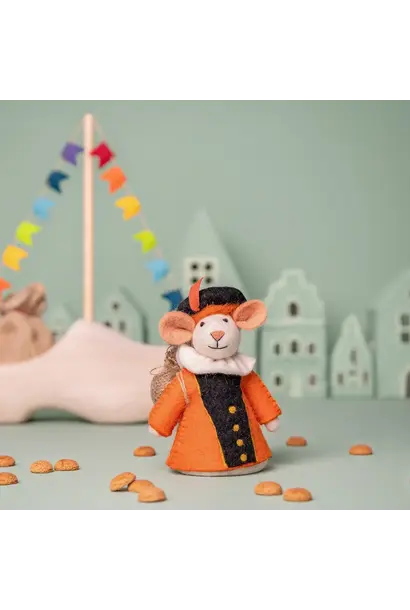 decoratie piet muis 18cm - oranje