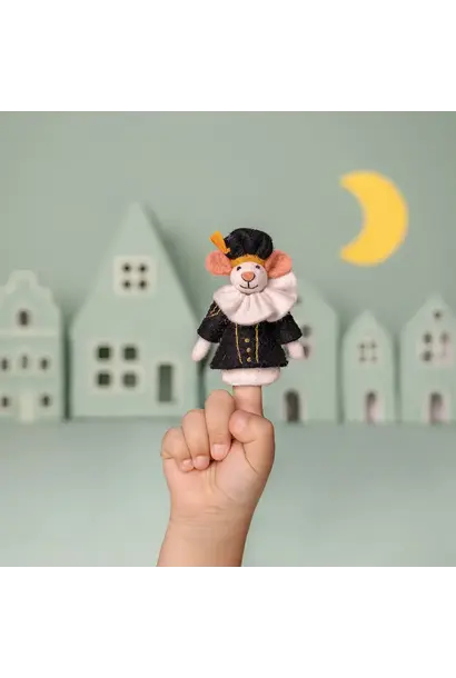 vilten vingerpopje muis piet 12cm - hoofdpiet