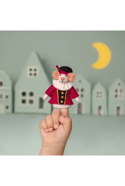 vilten vingerpopje piet muis 12cm - cyclaam