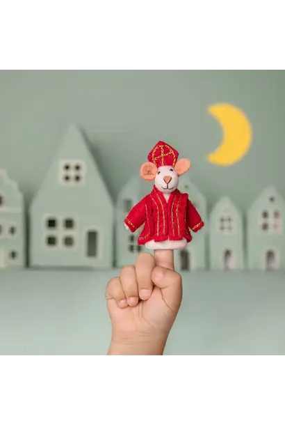 vilten vingerpopje muis 12cm sinterklaas