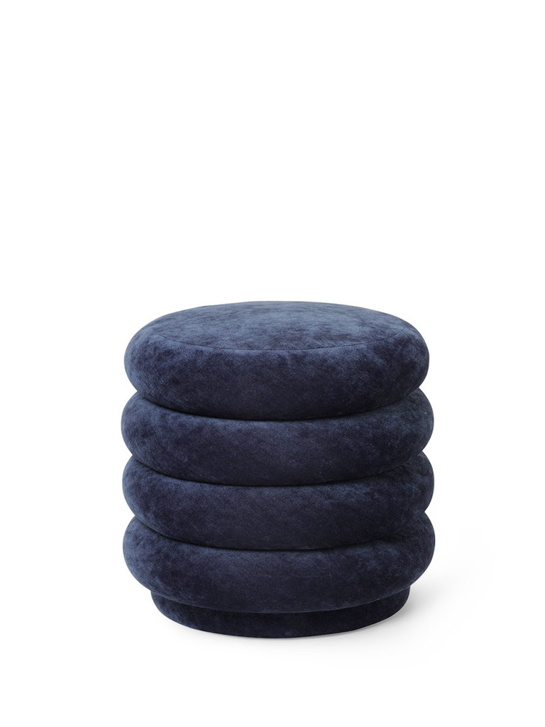 ferm Living Small round pouf - Faded velvet