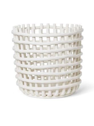 ferm Living Ceramic basket - XL - Off white ferm Living Ceramic basket - XL - Off white