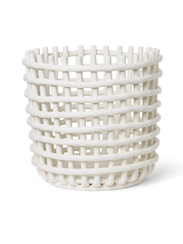 ferm Living Ceramic basket - XL - Off white