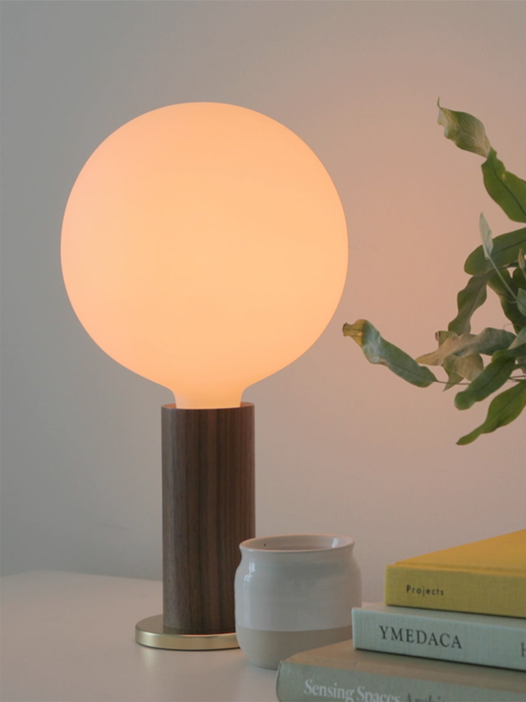 Tala Knuckle Walnut Table Lamp + Sphere bulb IV