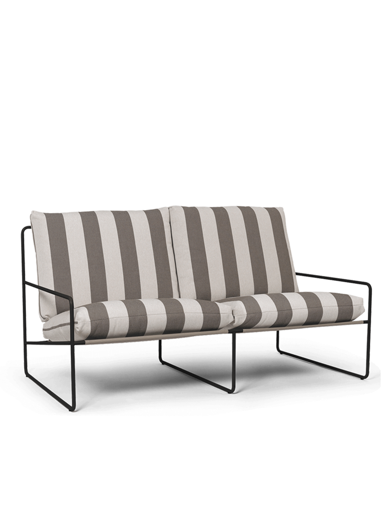 ferm Living Desert sofa 2-seater - Stripe (Black/Chocolate)