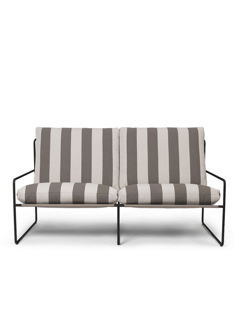 ferm Living Desert sofa 2-seater - Stripe (Black/Chocolate)