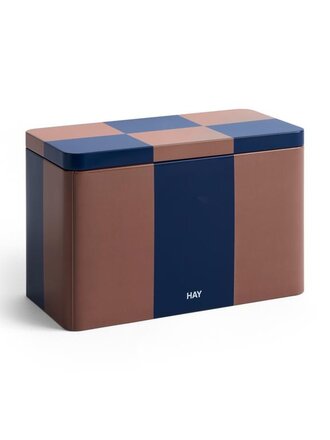 HAY Tin Container-Medium-Brown and midnight blue