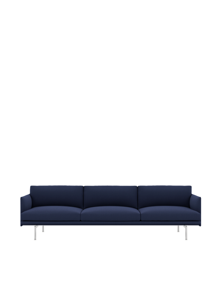 Muuto Outline sofa -  3 1/2-Seater - Twill Weave 780/Polished Aluminum