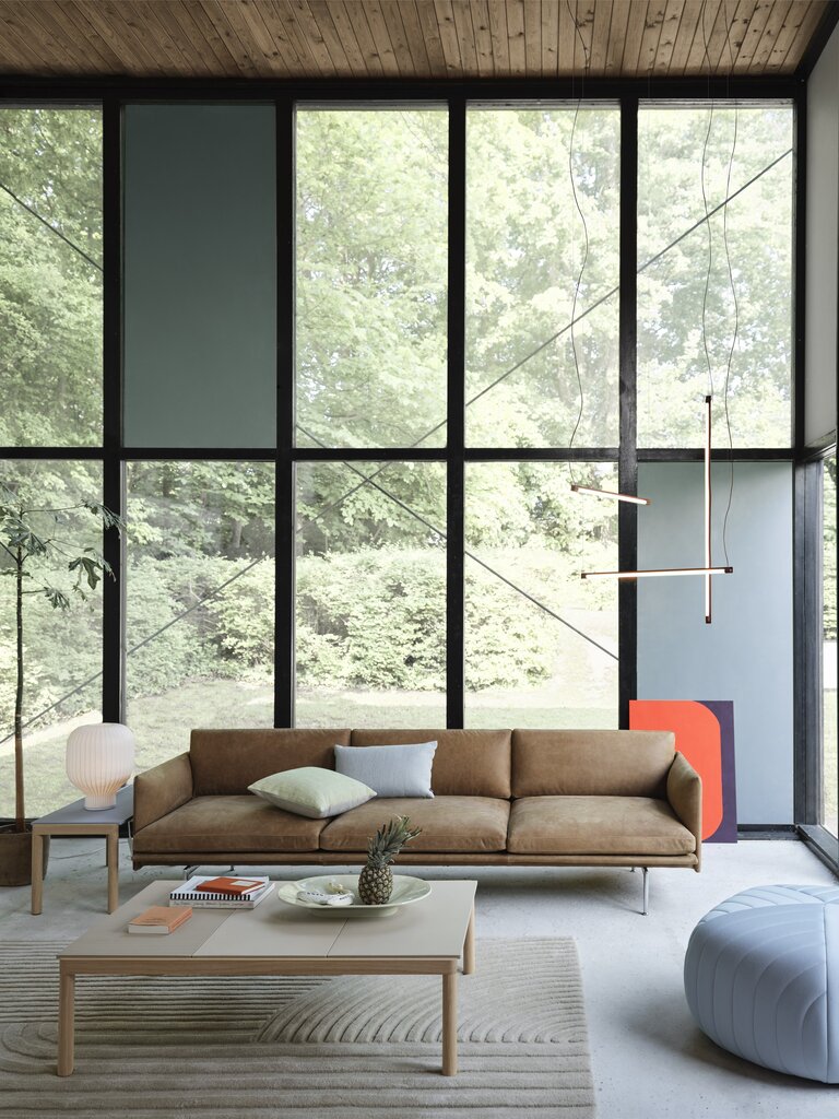 Muuto Outline sofa -  3 1/2-Seater - Twill Weave 780/Polished Aluminum