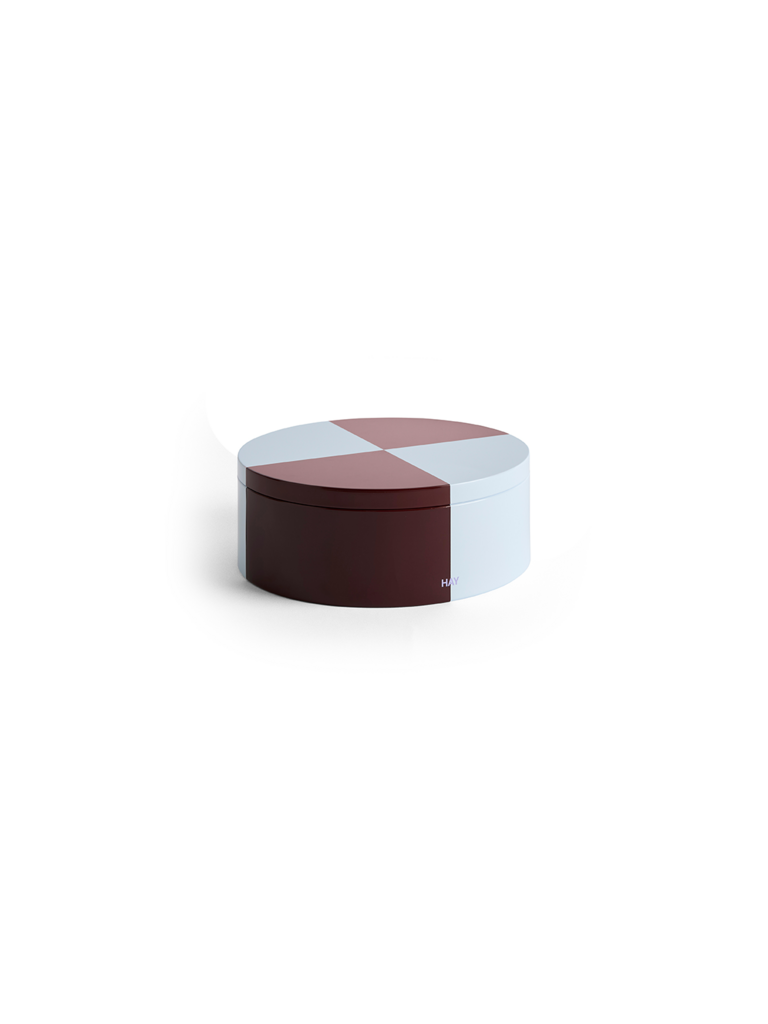 HAY Tin Container - Round - Burgundy & Ice Blue