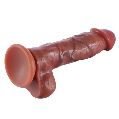 21CM Realistic Veined Dildo, Double Layered Silicone Dildo with Suction Cup