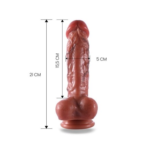21CM Realistic Veined Dildo, Double Layered Silicone Dildo with Suction Cup
