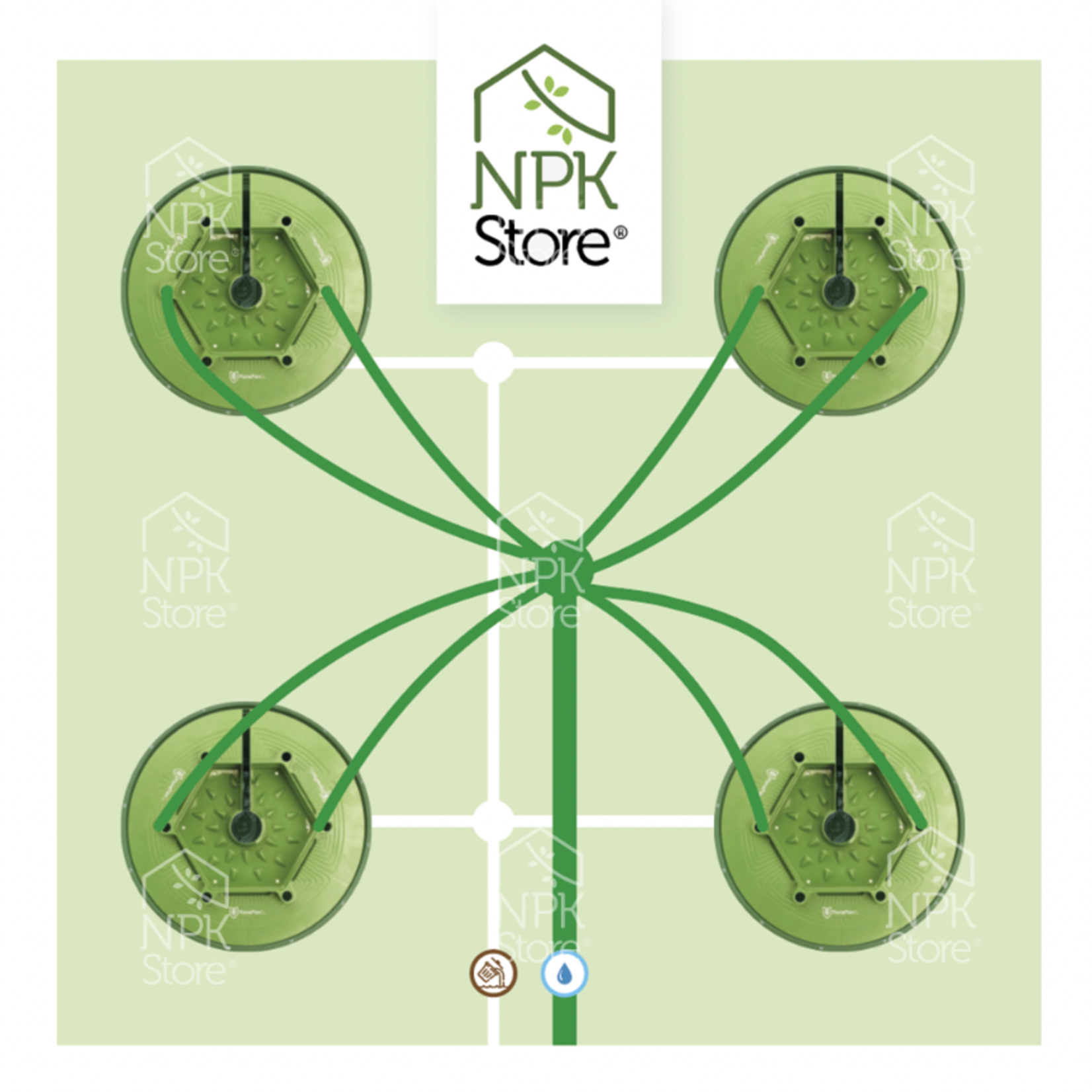 FloraFlex PotPro ™ - 4 Pot - 3 Gallon (± 11.5L) - Round Floracap + Drain platform