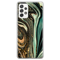 ELLECHIQ Samsung Galaxy A72 siliconen hoesje - Marble Khaki Swirl