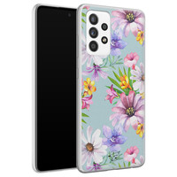 Telefoonhoesje Store Samsung Galaxy A72 siliconen hoesje - Mint bloemen