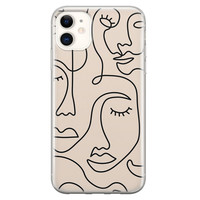 Leuke Telefoonhoesjes iPhone 11 siliconen hoesje - Abstract gezicht lijnen