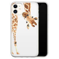 Leuke Telefoonhoesjes iPhone 11 siliconen hoesje - Giraffe peekaboo