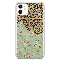 Leuke Telefoonhoesjes iPhone 11 siliconen hoesje - Luipaard flower print