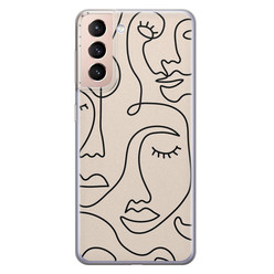 Leuke Telefoonhoesjes Samsung Galaxy S21 siliconen hoesje - Abstract gezicht lijnen