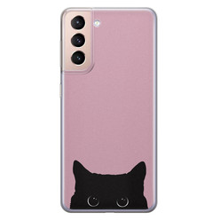 Telefoonhoesje Store Samsung Galaxy S21 siliconen hoesje - Zwarte kat