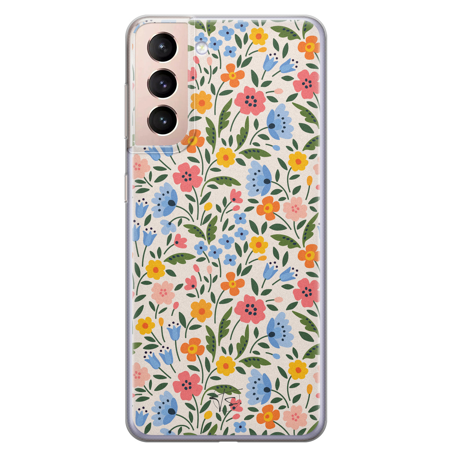 Telefoonhoesje Store Samsung Galaxy S21 siliconen hoesje - Romantische bloemen