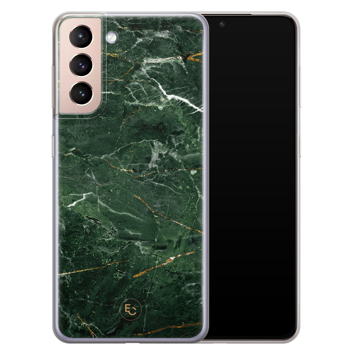 ELLECHIQ Samsung Galaxy S21 siliconen hoesje - Marble jade green