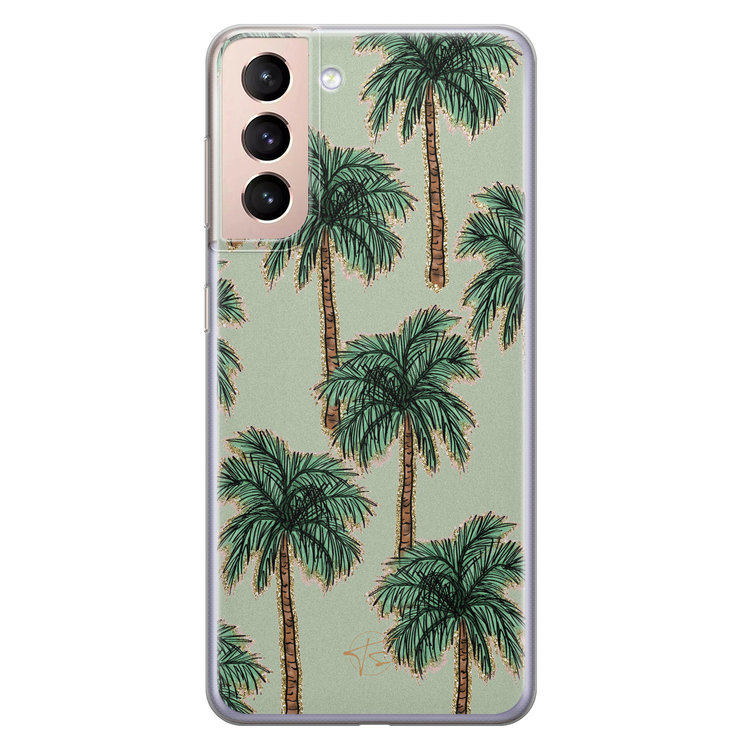 Telefoonhoesje Store Samsung Galaxy S21 siliconen hoesje - Palmbomen