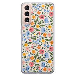 Telefoonhoesje Store Samsung Galaxy S21 Plus siliconen hoesje - Romantische bloemen