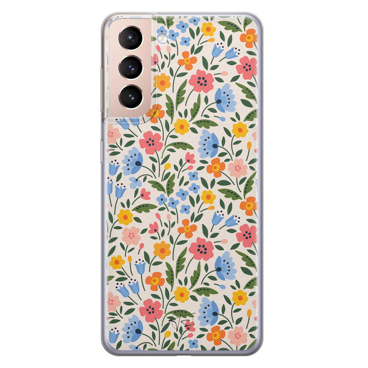 Telefoonhoesje Store Samsung Galaxy S21 Plus siliconen hoesje - Romantische bloemen