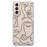 Leuke Telefoonhoesjes Samsung Galaxy S21 Plus siliconen hoesje - Abstract gezicht lijnen