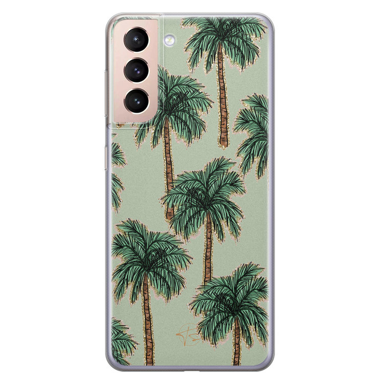 Telefoonhoesje Store Samsung Galaxy S21 Plus siliconen hoesje - Palmbomen