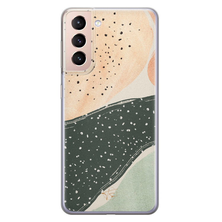 Telefoonhoesje Store Samsung Galaxy S21 Plus siliconen hoesje - Abstract peach