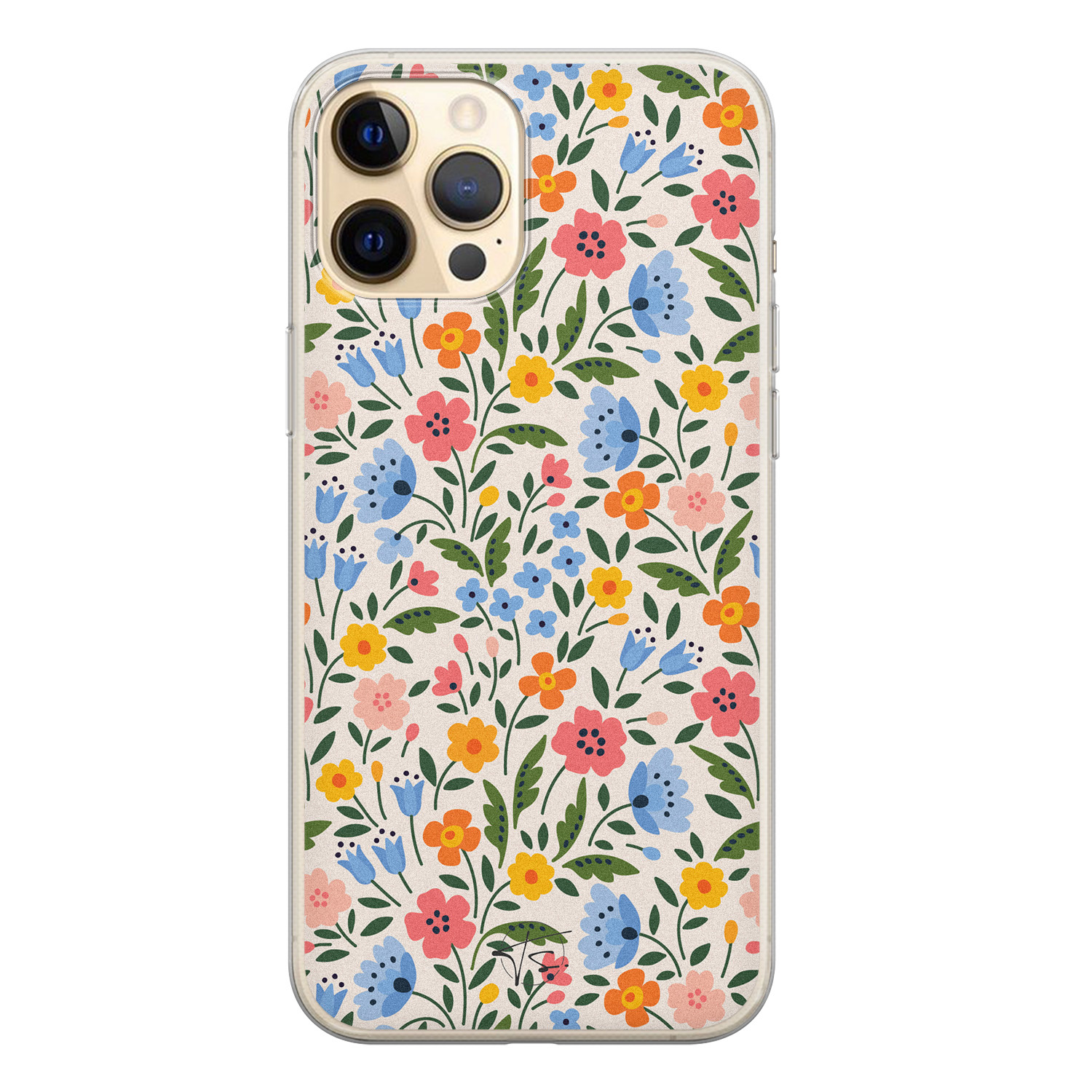 Telefoonhoesje Store iPhone 12 siliconen hoesje - Romantische bloemen