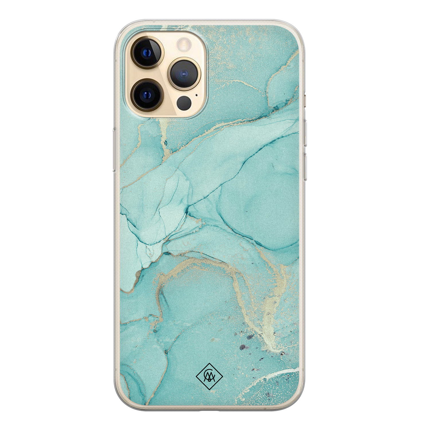 Casimoda iPhone 12 siliconen hoesje - Marmer mintgroen