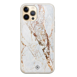 Casimoda iPhone 12 siliconen hoesje - Goud marmer